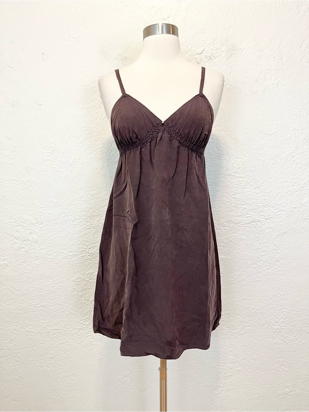 Vintage Victoria's Secret Y2K Slip Dress Chemise Babydoll Silk Brown Small S